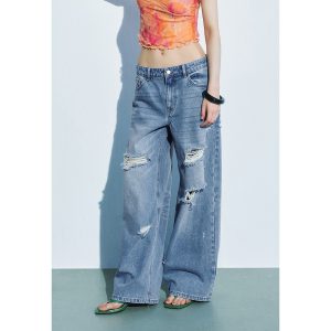 Summer Retro Casual Ripped Hair Denim Pants