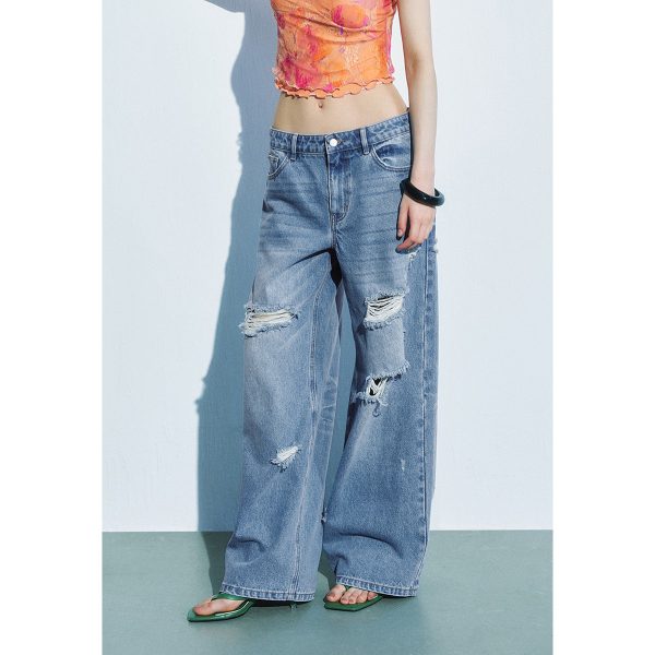 Summer Retro Casual Ripped Hair Denim Pants