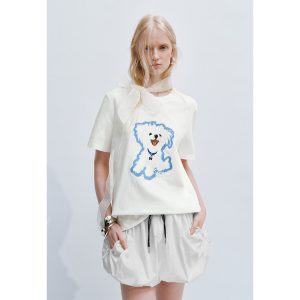 summer fashion casual contrast color printed pattern T-shirt